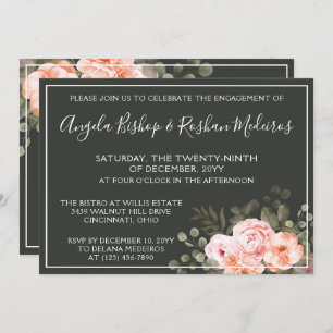 Elegant Floral Blush Botanical Engagement Party Invitation