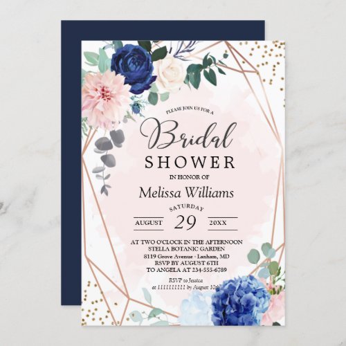 Elegant Floral Blush Bridal Shower Invitation
