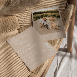 Elegant Floral Blush Herbal Boho Wedding Invitation