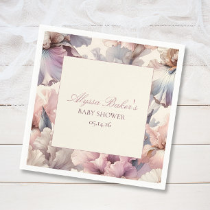 Elegant Floral Blush Modern Baby Shower Baby Girl Napkins