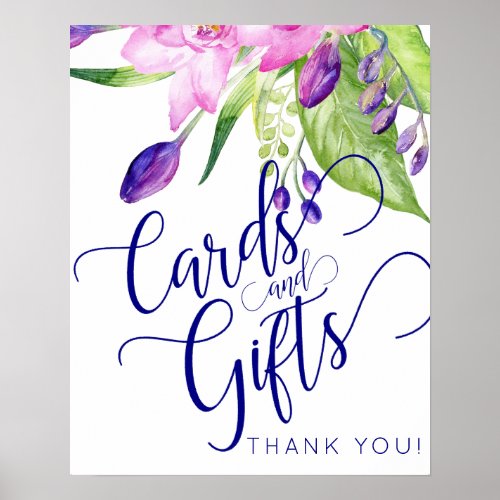Elegant floral blush navy cards and wedding sign