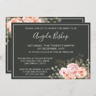 Elegant Floral Blush Pink Botanical Bridal Shower Invitation