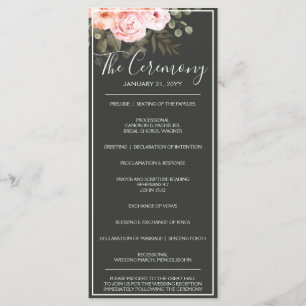 Elegant Floral Blush Pink Botanical Modern Wedding Program