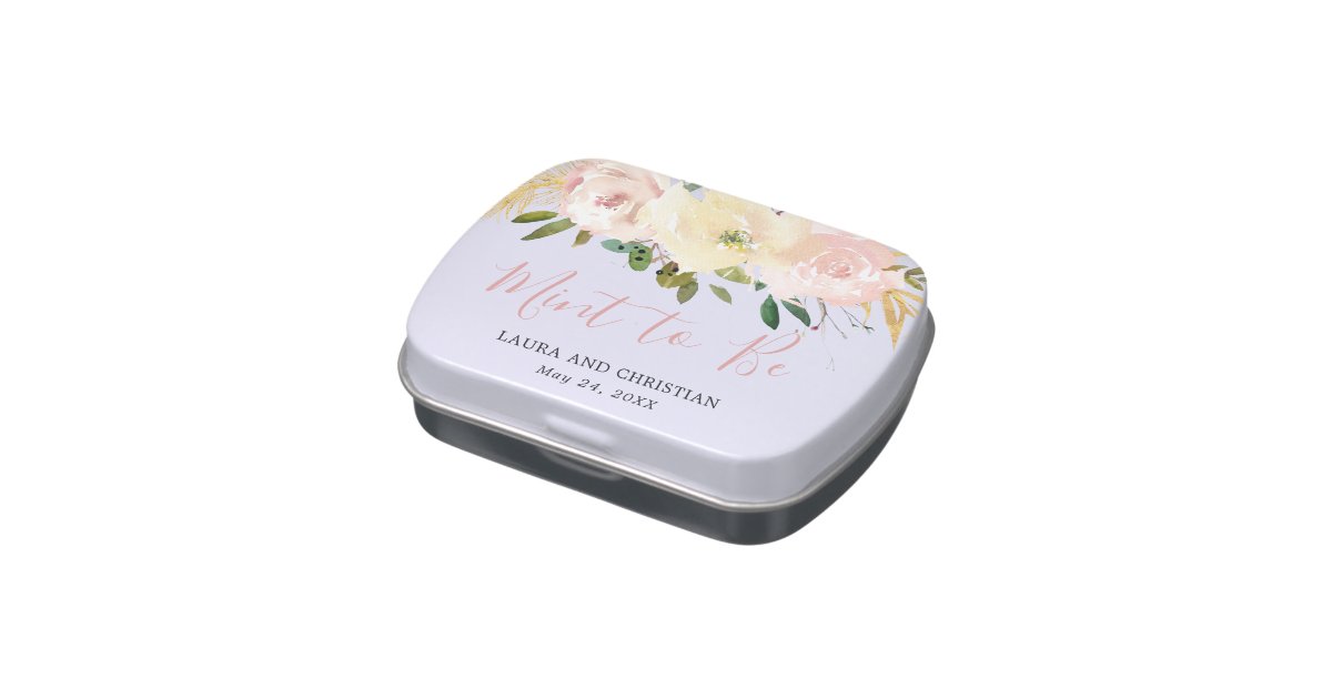 Elegant Floral Blush Pink Mint to Be Wedding Favor Candy Tin | Zazzle