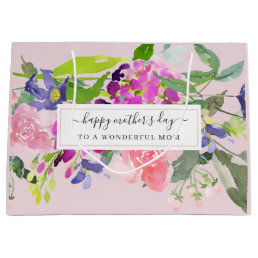 Elegant Floral Blush Pink Mother&#39;s Day Large Gift Bag