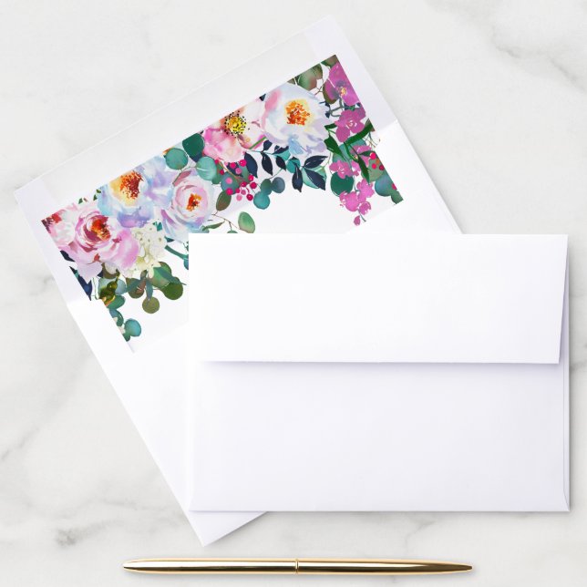 Elegant Floral Blush Pink Peony Botanical Greenery Envelope Liner (Desk)