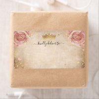 Elegant Floral Blush Pink Rose Gold Crown Shipping