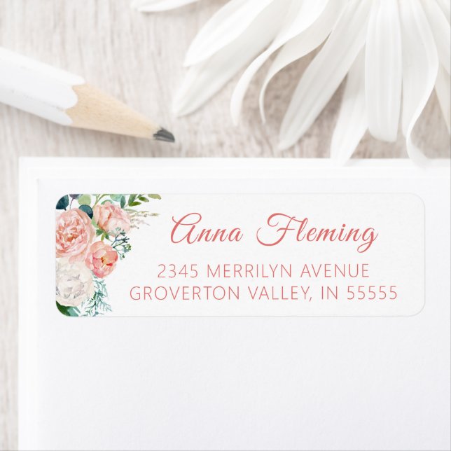 Elegant Floral Blush Pink Rose Script Label (Insitu)