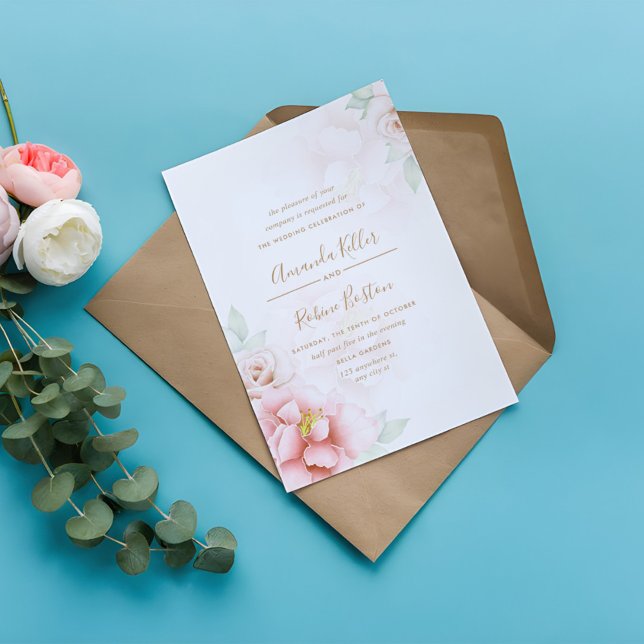 Elegant Floral Blush Pink Wedding Invitation (Creator Uploaded)