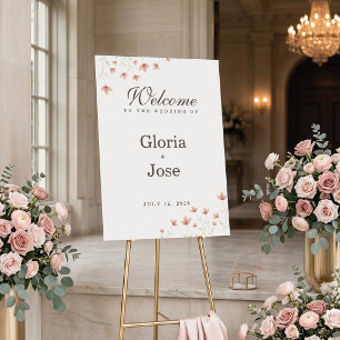 Elegant Floral Blush Pink Wedding Welcome Foam Board