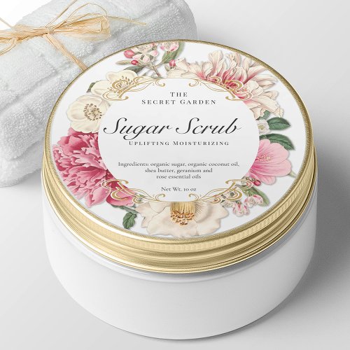 Elegant Floral Body Scrub Beauty Product Label