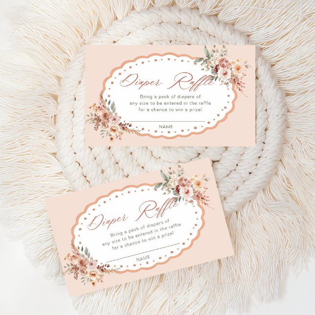 Elegant Floral Boho Baby Shower Diaper Raffle Enclosure Card (Creator Uploaded)