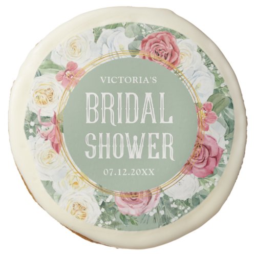Elegant Floral Boho Bridal Shower Sugar Cookie