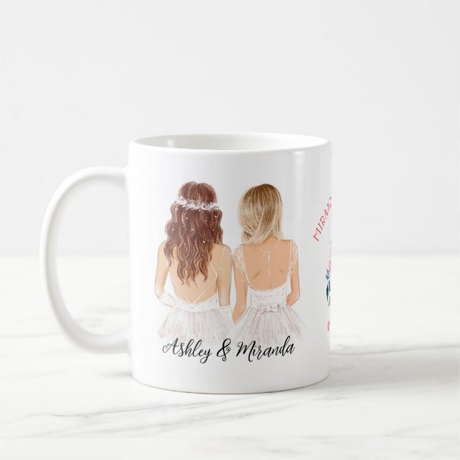 Elegant Floral Boho Girl Bridesmaid Proposal Coff Coffee Mug (Left)