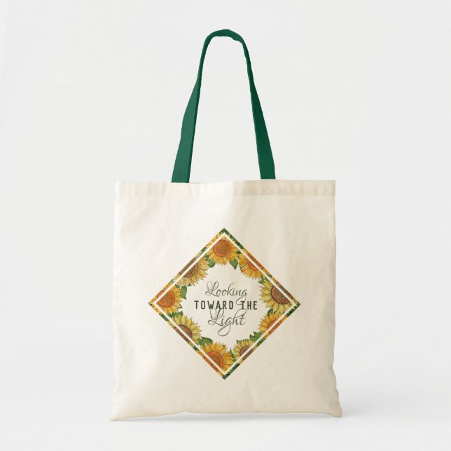  Elegant Floral Boho Inspirational Quote Sunflower Tote Bag (Front)