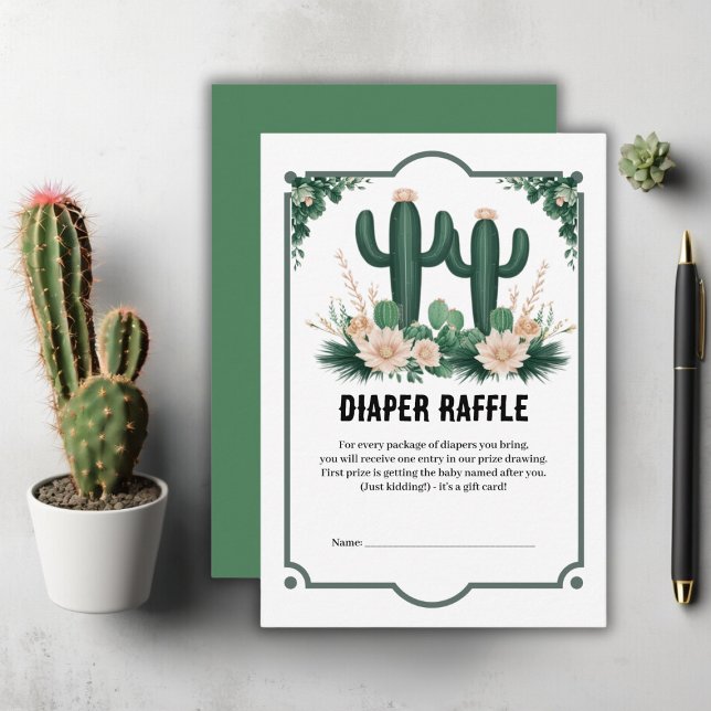 Elegant Floral Boho Modern Cactus Baby Shower Enclosure Card (Creator Uploaded)