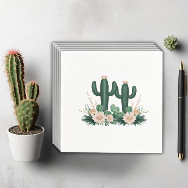 Elegant Floral Boho Modern Cactus Baby Shower Napkins (Creator Uploaded)