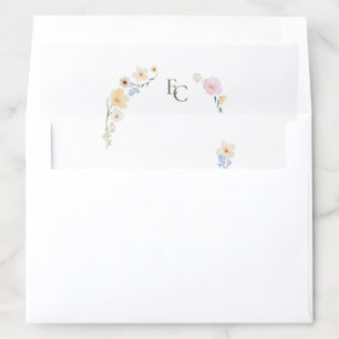 Elegant Floral Boho Monogram Wedding Envelope Liner