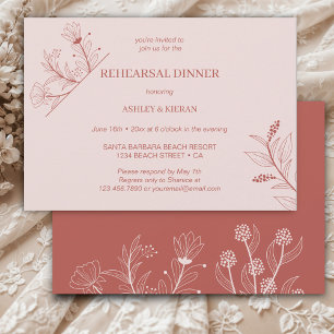 Elegant Floral Boho Rehearsal Dinner Invitation