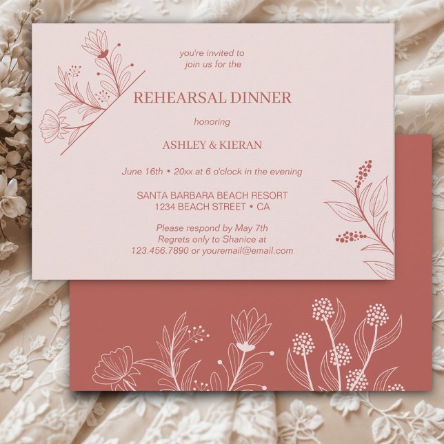 Elegant Floral Boho  Rehearsal Dinner Invitation (Creator Uploaded)