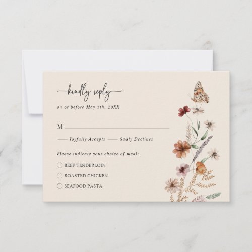 Elegant Floral Boho RSVP Card