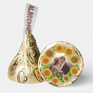 Elegant Floral Boho Sunflower Rustic Taupe Wedding Hershey®'s Kisses®