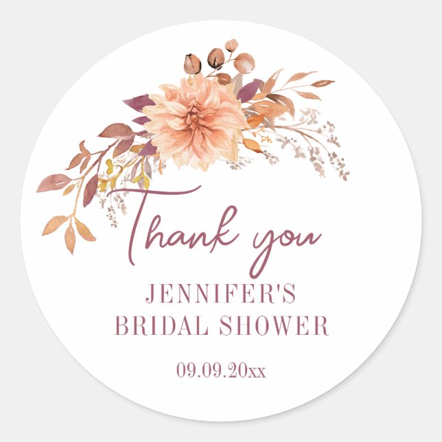 Elegant Floral Boho Thank You  Sticker (Front)