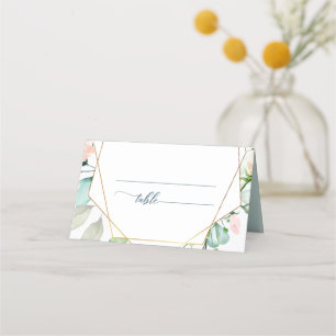 Elegant Floral Boho Watercolor Geometric Wedding Place Card