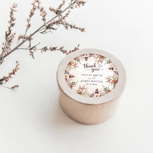 Elegant Floral Boho Wedding Classic Round Sticker