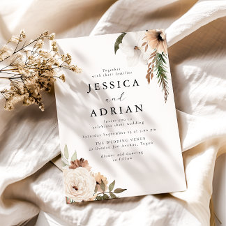 Elegant Floral Boho Wedding Invitation