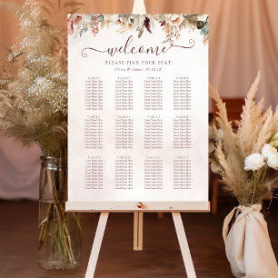 Elegant Floral Boho Wedding Seating Chart Foam Board