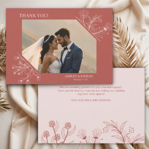 Elegant Floral Boho Wedding Thank You Card