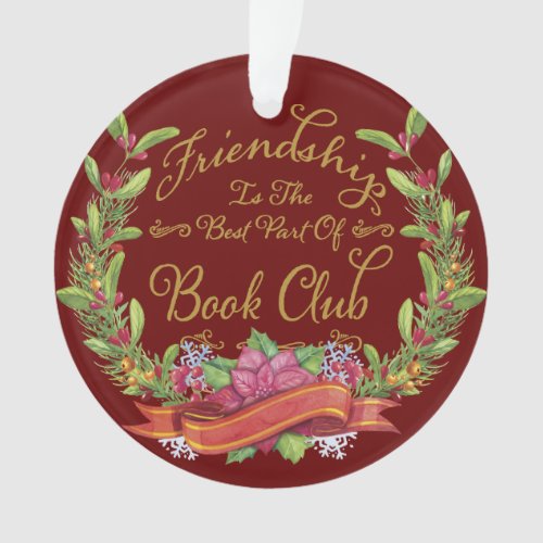 Elegant Floral Book Club Friendship  Ornament