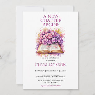 Elegant Floral Books Bridal Shower Invitation