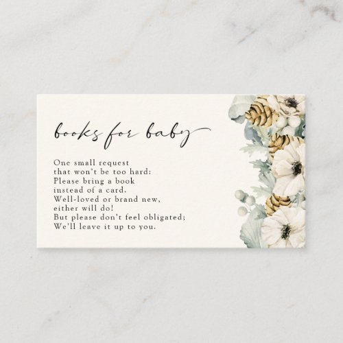 Elegant Floral Books For Baby Enclosure Card