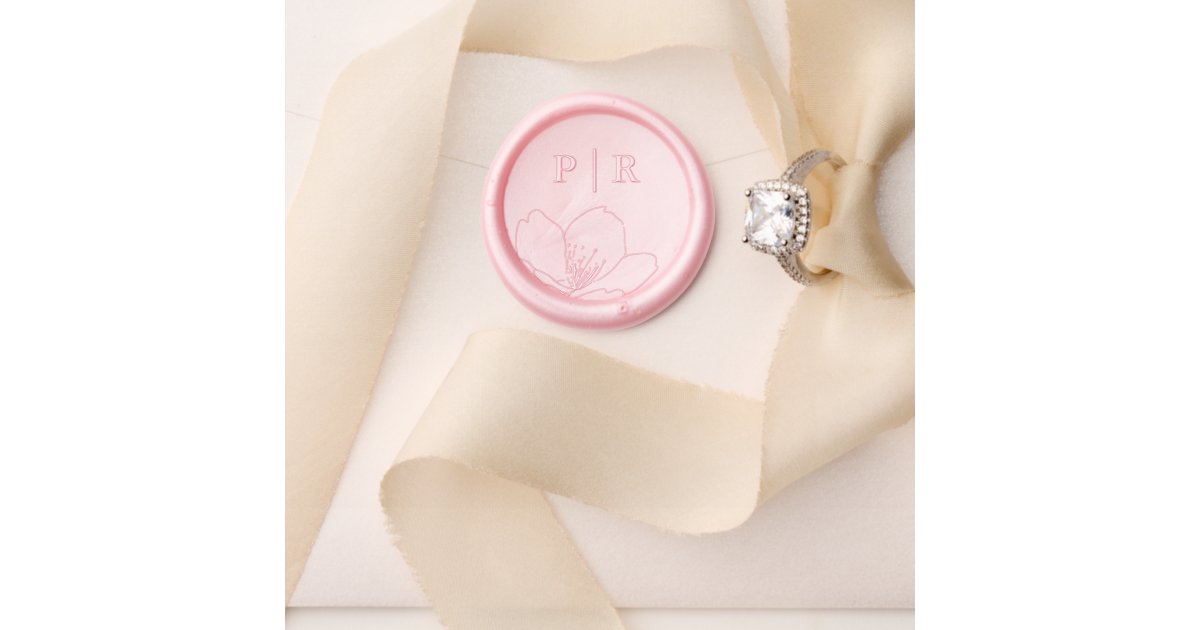 Elegant Floral Border Monogram Wedding Wax Seal Stamp | Zazzle
