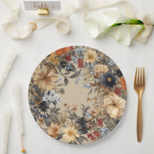 Elegant Floral Border Paper Plates