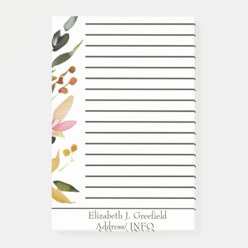 Elegant floral border personalized post_it notes