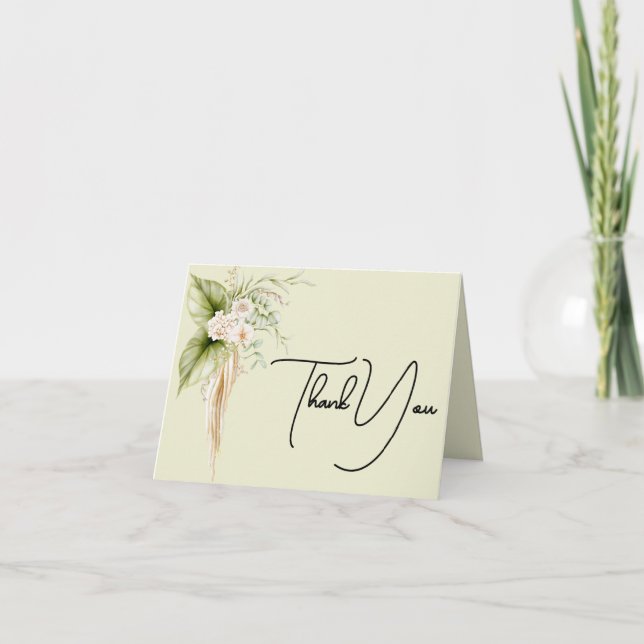 Elegant Floral Border  Thank You Card (Front)