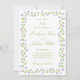 Elegant Floral Border Wedding Invitation