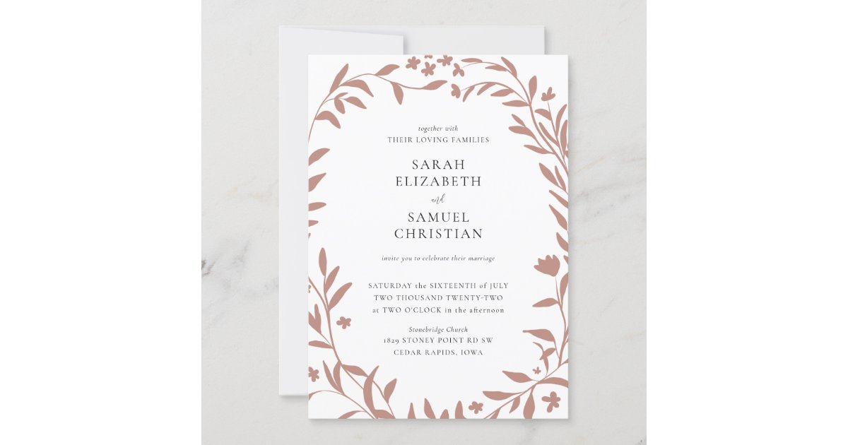 Elegant Floral Border Wedding Invitation | Zazzle