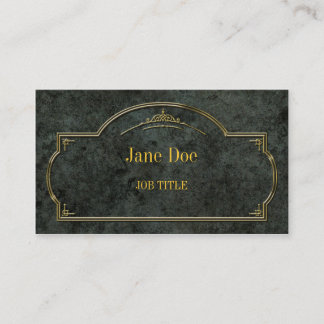 Elegant floral borders, gold on green marble business card