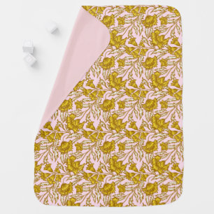 Elegant floral botanical boho pink yellow baby blanket