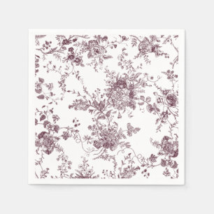 Elegant Floral Botanical Burgundy Toile Wedding Napkins