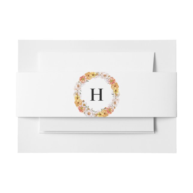 Elegant floral botanical custom initial belly band (Front Example)