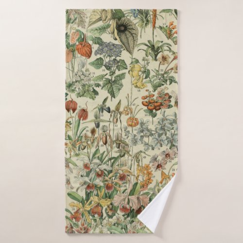 Elegant Floral Botanical Flowers Pattern Bath Towel