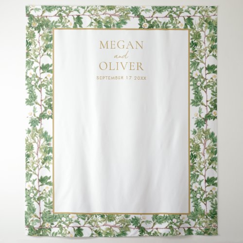 Elegant Floral Botanical Garden Wedding Tapestry