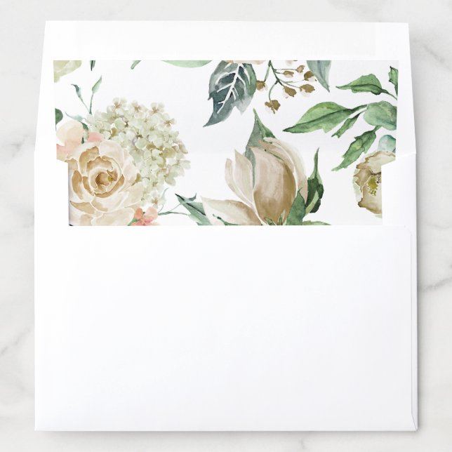 Elegant Floral Botanical Gold Wedding Invitation Envelope Liner (In Envelope)
