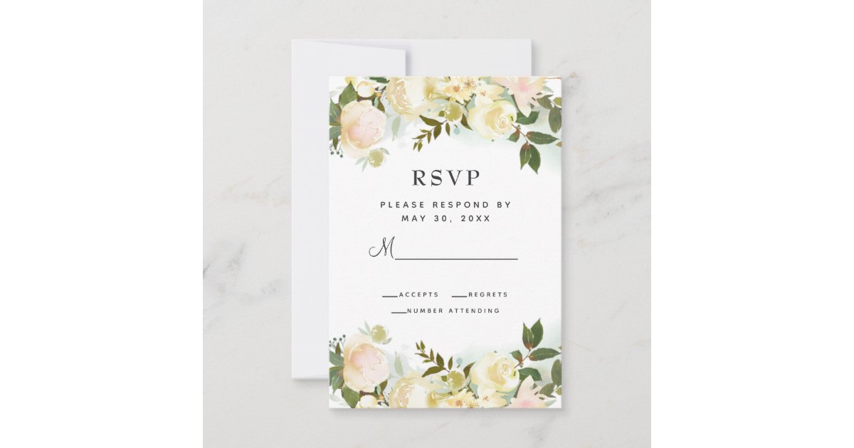 Elegant Floral Botanical Greenery Leaves Wedding RSVP Card | Zazzle