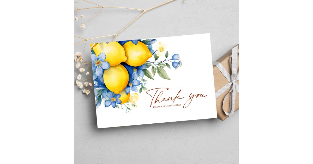 Elegant Floral Botanical Modern Wedding Thank You Card | Zazzle